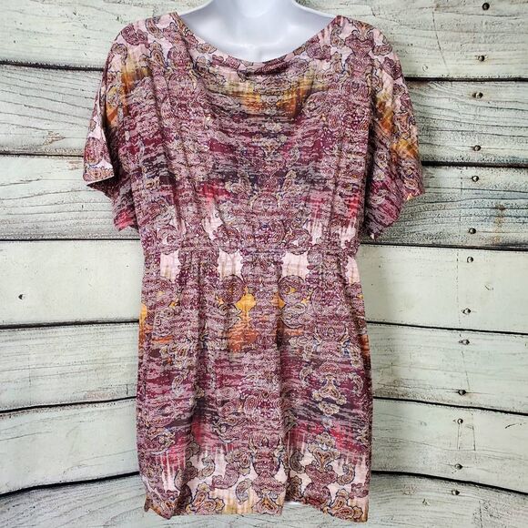 Maurices Women’s Multicolor Boho Paisley Short Sleeve Tunic Top Size 1X - Picture 4 of 7